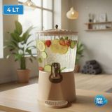 Le Paris 4 Lt Musluklu Su ve Limonata Sebili - Ayaklı Detoks Şerbetlik - Kahverengi