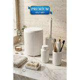 LE PARİS 5 Parça Banyo Seti | Ayaklı Çöp Kovası | İçe Açılır Kapaklı | WC Fırçası | Sabunluk | Diş Fırçalık | Beyaz