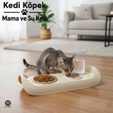 LE Paris 500 ml Otomatik Su Kabı ve Standlı Mama Kabı Plastik Malzeme ile Ergonomik Tasarım - Bej