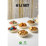 LE PARİS 6’lı Ayaklı Sunum Kasesi Seti | Kırılmaz Meze, Kuruyemiş, Çerez & Tatlı Sunumluk | Şık ve Dayanıklı | Bej