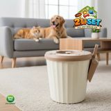 LE PARİS Hava Geçirmez Mama Saklama Kabı Kürekli | Pati Desenli Kapaklı | Koku Önleyici Kedi & Köpek | Bej