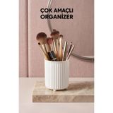 LE PARİS Makyaj Fırçası Ve Tarak Düzenleyici | Çok Amaçlı Kozmetik | Banyo Düzenleme Kutusu | Organizer | 900 ML | Beyaz