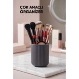 LE PARİS Makyaj Fırçası Ve Tarak Düzenleyici | Çok Amaçlı Kozmetik | Banyo Düzenleme Kutusu | Organizer | 900 ML | Gri