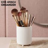 LE Paris Makyaj Fırçası ve Tarak Düzenleyici Çok Amaçlı Kozmetik Banyo Düzenleme Kutusu Organizer - Beyaz