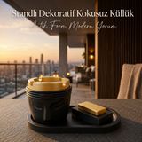 LE Paris Premium Standlı Dekoratif Kokusuz Küllük | Organizer Tepsi | Hediyelik Tasarım - Siyah