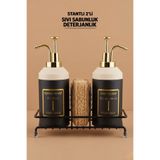 LE PARİS Standlı Sıvı Sabunluk Seti | El Sabunu & Bulaşık Sabunu | Metal Stant | 350 ML | Metal