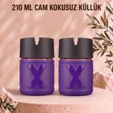 Le Paris x Küllük 2’li Set | Cam Hazneli Kapaklı Dumansız Sigara Küllüğü | Ev Ofis Balkon Araç Kullanım - Lila