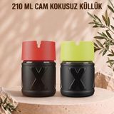 LE Paris x Küllük 2’li Set | Cam Hazneli Kapaklı Dumansız Sigara Küllüğü | Ev Ofis Balkon Araç Kullanım - Sarı - Turuncu