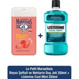 Le Petit Marseillais Beyaz Şeftali ve Nektarin 250 ml Duş Jeli + Listerine Cool Mint 250 ml Ağız Bakım Suyu