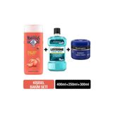 Le Petit Marseillais Beyaz Şeftali ve Nektarin Aromalı Nemlendirici Tüm Ciltler İçin Kalıcı Kokulu Duş Jeli 400 ml + Neutrogena Besleyici Bakım Kremi 300 ml + Listerine Cool Mint 250 ml