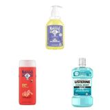 Le Petit Marseillais El Yıkama Jeli (Saf Sabun & Lavanta 300 ml) + Duş Jeli (Organik Akdeniz Çileği Le Petit Marseillais 400 ml) + Listerine Cool Mint Ağız Bakım Ürünü (Hafif Tat, 500 ml)
