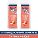 Le Petit Marseillais Organik Beyaz Şeftali ve Nektarin Duş Jeli 2x400 ml – Hassas Ciltler için Nemlendirici Bakım