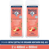 Le Petit Marseillais Organik Beyaz Şeftali ve Nektarin Duş Jeli 2x400 ml – Hassas Ciltler için Nemlendirici Bakım
