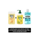 Le Petit Marseillais Sıvı Sabun Zeytinyağı 300 ml + Duş Jeli Vanilya Sütü 250 ml +Listerine Cool Mint Hafif Tat 250 ml