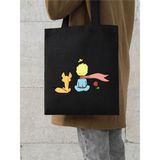 Le Petit Prince Küçük Prens Siyah Kanvas Tote Bag Bez Çanta, Pinterest Çanta, Kitap Çantası - 10D-Krem