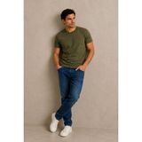 Le Touche Erkek Slim Fit Dar Kesim Likralı Vücuda Oturan Yumuşak Dokulu Bisiklet Yaka Tişört - Haki - XL