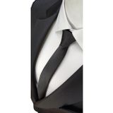 Le Voux Siyah Mat Düz Extra Slim Fit Kravat Ve Mendil