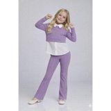Lea Kids Kız Çocukları Çizgili Pantalon Gömlek Detaylı Bluz Bayramlık Şık Trend Takım - 10 Yaş - Mor