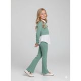 Lea Kids Kız Çocukları Çizgili Pantalon Gömlek Detaylı Bluz Bayramlık Şık Trend Takım - 12 Yaş - Yeşil