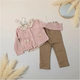 Lea Kids Kız Çocukları Pantalon Gömlek Hırka Bayramlık Takım - 7 Yaş - Pembe
