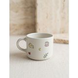 Leada Project Doodle Çizimli El Yapımı Seramik Kupa - Minimal Illüstrasyonlu Kahve ve Çay Fincanı - 1 Adet - 250 ml