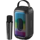 Leader LP121 Rgb Bluetooth USB Aux Fm Radyo Kablosuz Mikrofon Taşınabilir Toplantı Amfisi - Siyah