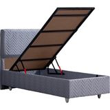 Leaf Leafhome Kristal Tek Kişilik Yatak-Baza-Başlık-Set - Gri - 90*190