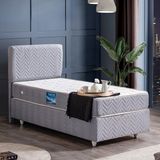 Leafhome Kristal Tek Kişilik Yatak-Baza-Başlık-Set - Açık Gri