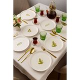 Leafy 6 Parça Seramik 21 cm Yaprak Desenli Pasta Tabağı Beyaz