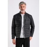Leandro Erkek Şişme Deri Mont - Siyah-128 - 2XL