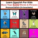 Learn Spanish For Kids - More Than 500 Words & Phrases - Pronunciation (in brackets): Spanish For Dummies - Spanish For Kids - Beginner Spanish - Learn Spanish