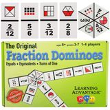 LEARNING ADVANTAGE - 4080 Öğrenme Avantajı Orijinal Kesir Dominoları - Evde Öğrenme Kesir Oyununda - 45 Domino - Çocuklar için Matematik Manipülatif - Eşdeğerlerini Öğretin, Kesir Ekleme ve Çıkarma