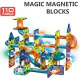 Learning Fun Manyetik Oyuncak Manyetik Blok Seti Stem Oyuncak 110 Parça - Işıklı Marble Run Set Magic Magnetic Blocks
