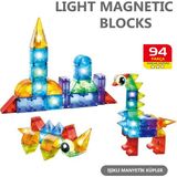 Learning Fun Manyetik Oyuncak Manyetik Blok Seti Stem Oyuncak 94 Parça Dıy Işıklı Manyetik Küpler