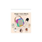 Leasertech Karaoke Mikrofon Hoparlör Seti Fm Radyo, Ses Efektleri, Sd,tf Kart, Rgb Gece Işığı - Bej