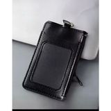 Leather Dikey Siyah Kart Kılıfı Yaka Kartı Koruyucu Fermuarlı - yok
