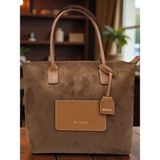 Leauder Women Kadın Süet Görünümlü Shopper Omuz Çantası Geniş Hacimli Şık Günlük Çanta - Taba