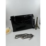 Leauder Women Kadın Zincir Askılı Rugan Deri Clutch Çanta - Siyah