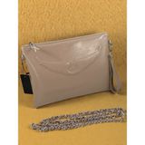 Leauder Women Kadın Zincir Askılı Rugan Deri Clutch Çanta - Vizon