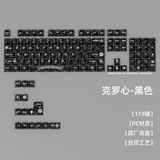Leaven 119 Tuş Pc Keycap Seti - Chrome Hearts Tarzı Buzlu Cherry Mx Uyumlu Gotik Klavye Tuşları - Siyah