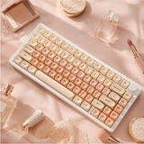 Leaven 128 Tuş Pbt Keycap Seti - Retro Yuvarlak Moa Profil Cherry Mx Uyumlu Klavye Tuşları - Bej