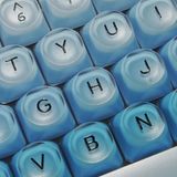 Leaven 128 Tuş Pbt Keycap Seti - Retro Yuvarlak Moa Profil Cherry Mx Uyumlu Klavye Tuşları - Mavi