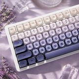 Leaven 128 Tuş Pbt Keycap Seti - Retro Yuvarlak Moa Profil Cherry Mx Uyumlu Klavye Tuşları - Mor