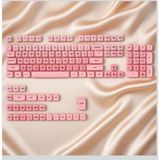 Leaven 128 Tuş Pbt Keycap Seti - Retro Yuvarlak Moa Profil Cherry Mx Uyumlu Klavye Tuşları - Pembe