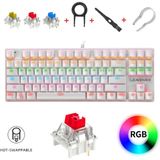 Leaven K550 Kablolu Hot-Swap Rainbow RGB Blue Switch Mekanik Klavye 87 Tuş - Kırmızı Switch - Beyaz