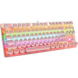 Leaven K550 Kablolu Pembe Klavye Daktilo Tarzı Su Geçirmez LED Rgb Gökkuşağı Renler Mekanik Oy