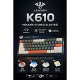 Leaven K610 Kablolu Mekanik Oyuncu Klavyesi Red Switch-61 Tuş Rgb-Hot Swap - Turuncu - Siyah