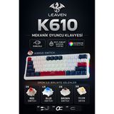 Leaven K610 Kablolu Mekanik Oyuncu Klavyesi-Red Switch Hot Swap Rgb-61 Tuş - Beyaz - Mavi