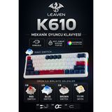 Leaven K610 Kablolu Mekanik Oyuncu Klavyesi-Red Switch Hot Swap Rgb-61 Tuş Switch ve Tuş Sökücü Hediyeli - Mavi