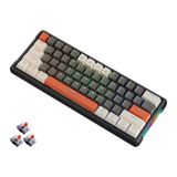 Leaven K610 Mini Kablolu Mekanik Rgb Işıklı Klavye 61 Tuşlu Kırmızı Switch Kompak ve Şık Tasarım Ingilizce Q Klavye 10CM x 29CM - Beyaz - Kahve